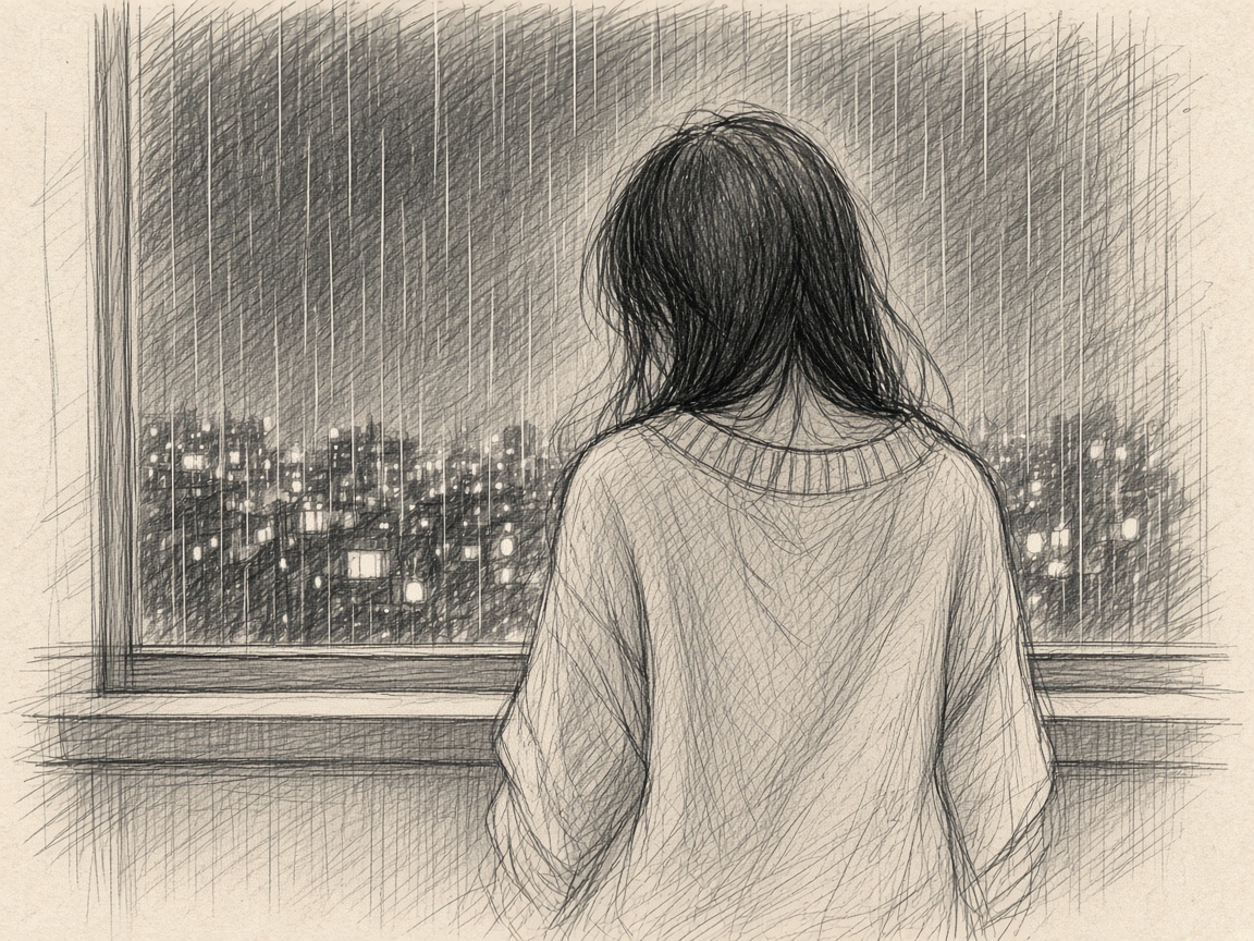 ラフ 04 窓辺の雨