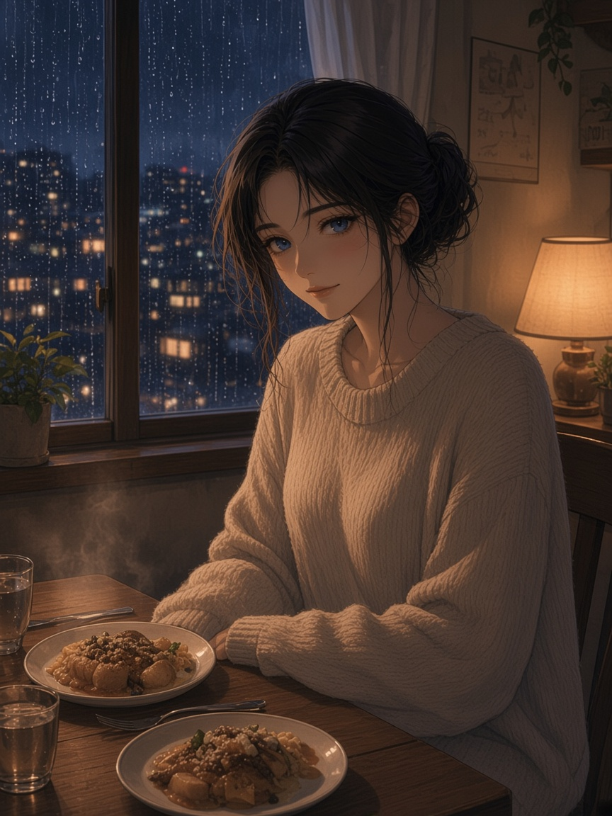 完成 11 夕方の食卓